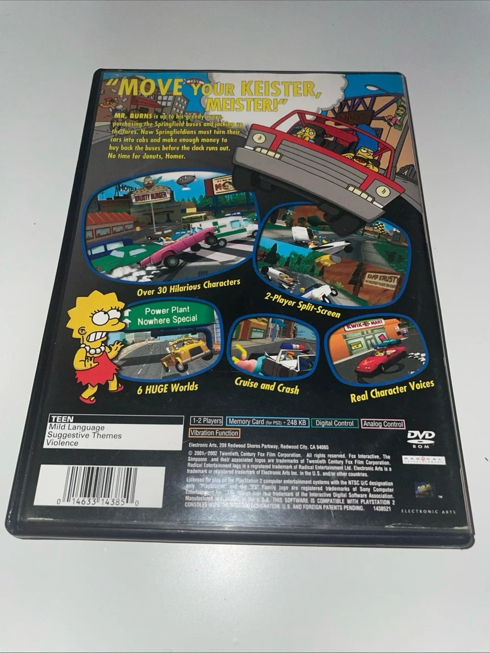 THE SIMPSON'S ROAD RAGE PLAYSTATION 2 PS2 PLAY STATION GAME Case Complete